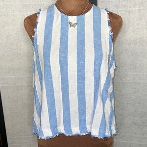Cloth & Stone Sky Blue and White Striped Tank Top